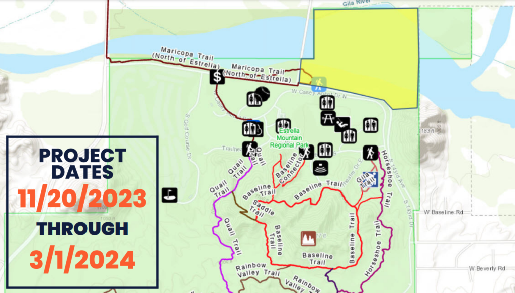 Map outlines the affected area of the closure near the El-Rio Research Area