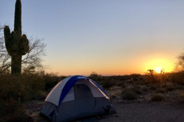 Arizona camping at sunset.